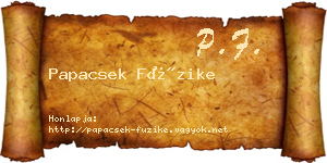 Papacsek Füzike névjegykártya